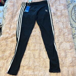 Adidas Kids Black Leggings with White Stripes